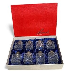 Leonard Crystal Clear Set of 8 Salt‎ & Pepper Shakers w/Metal Lids Japan Vintage